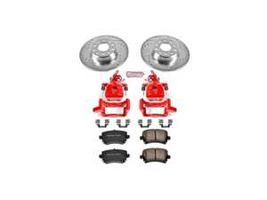 ES#4799117 - KC2261 - Power Stop Z23 Evolution Sport Rear Brake Kit with Calipers (286mm) - A direct-fit upgrade with drilled & slotted zinc-plated rotors, red powder-coated calipers, and low-dust carbon-fiber ceramic pads. - Power Stop - Audi