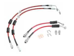 ES#5470369 - 060373laKT - Exact-Fit Stainless Steel Brake Lines - Complete Kit - Set of 4 DOT-compliant brake lines to improve pedal feel and braking control at the limit - ECS - Audi
