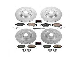 ES#3990104 - K6155 - Power Stop Z23 Evolution Sport Front & Rear Brake Kit (345mm/330mm) - A complete 4-wheel performance brake upgrade featuring drilled & slotted rotors and low-dust carbon-fiber ceramic pads. - Power Stop - Audi