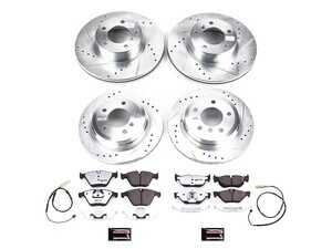 ES#4798536 - K8882-26 - Z26 Street Warrior Brake Upgrade Kit - "Complete 4-wheel drilled rotors and carbon-fiber pads for BMW E9X wagons and convertibles. - Power Stop - BMW