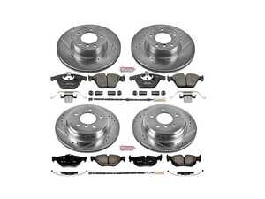 ES#3157793 - K7025 - Z23 Evolution Sport Brake Upgrade Kit - Front & Rear - By combining carbon-fiber-infused ceramic pads with cross-drilled and slotted rotors, this kit provides significantly more "bite" than standard ceramic pads. - Power Stop - BMW