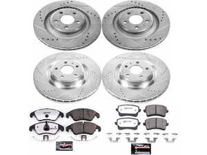 ES#3990107 - K6157-26 - Power Stop Z26 Street Warrior Front & Rear Brake Kit (345mm/330mm) - A complete 4-wheel performance brake upgrade featuring drilled & slotted rotors and high-performance carbon-fiber ceramic pads. - Power Stop - Audi