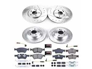 ES#3990402 - K7762 - Power Stop Z23 Evolution Sport Front & Rear Brake Kit (330mm/300mm) - A high-performance complete 4-wheel upgrade featuring precision cross-drilled & slotted performance rotors, low-dust carbon-fiber ceramic pads, and replacement electronic wear sensors. - Power Stop - Mercedes Benz