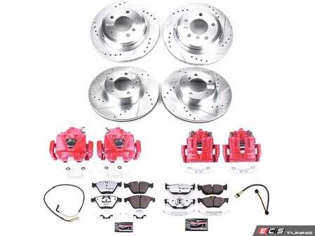ES#4799516 - KC4104-26 - PowerStop Z26 Street Warrior Brake & Caliper Kit - Complete front and rear red caliper braking for 328i xDrive. - Power Stop - BMW