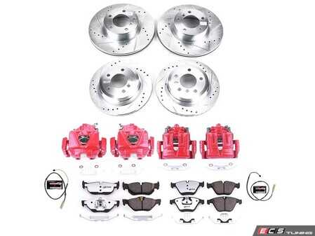 ES#4800058 - KC6074-26 - PowerStop Z26 Street Warrior Brake & Caliper Kit - Complete front and rear red caliper braking for 2011-2012 328xi - Power Stop - BMW