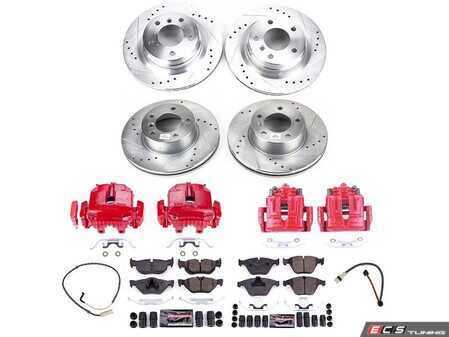 ES#4799513 - KC4103 - PowerStop Z23 Evolution Sport Brake Upgrade Kit - Complete Z23 brake upgrade with red calipers; fits 185mm e-brake. - Power Stop - BMW