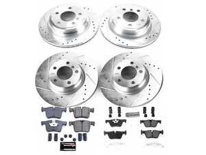 ES#3990363 - K7548 - Z23 Evolution Brake Kit - Front and Rear - Eliminates the guesswork by pairing perfectly matched cross-drilled and slotted rotors with Carbon-Fiber Ceramic brake pads. - Power Stop - BMW
