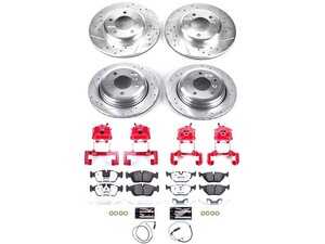 ES#3158182 - KC874-26 - PowerStop Z26 Street Warrior Brake & Caliper Kit - Complete front and rear red caliper braking upgrade for E46 325xi. - Power Stop - BMW