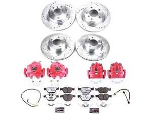 ES#4799522 - KC4107-26 - PowerStop Z26 Street Warrior Brake & Caliper Kit - Complete front and rear red caliper braking for 328i RWD. - Power Stop - BMW