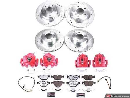 ES#4799522 - KC4107-26 - PowerStop Z26 Street Warrior Brake & Caliper Kit - Complete front and rear red caliper braking for 328i RWD. - Power Stop - BMW