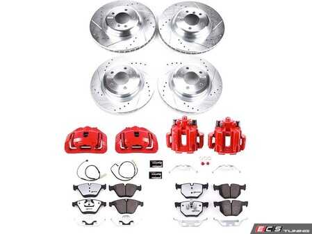 ES#4800045 - KC6057-26 - PowerStop Z26 Street Warrior Brake & Caliper Kit - Complete front and rear red caliper braking for 335i RWD - Power Stop - BMW