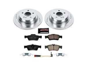 ES#3990395 - K7745 - Power Stop Z23 Evolution Sport Rear Brake Kit (300mm) - A high-performance rear axle upgrade package featuring precision cross-drilled & slotted zinc-plated solid rotors, low-dust carbon-fiber ceramic pads, and a replacement electronic wear sensor. - Power Stop - Mercedes Benz