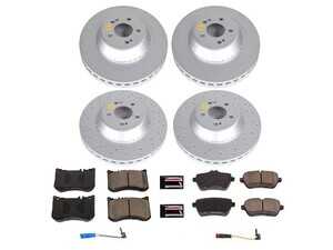 ES#3989304 - CRK7853 - Power Stop Z23 Evolution Sport Coated Front & Rear Brake Kit (370mm/340mm) - A premium 4-wheel upgrade package featuring high-carbon smooth Geomet coated performance rotors, low-dust carbon-fiber ceramic pads, and replacement electronic wear sensors. - Power Stop - Mercedes Benz