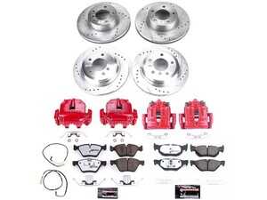 ES#4799783 - KC5357-26 - PowerStop Z26 Street Warrior Brake Kit - Complete Z26 brake upgrade with red calipers for your 325xi. - Power Stop - BMW