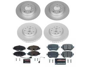 ES#4795562 - ESK8364 - Power Stop Euro-Stop Premium Front & Rear Brake Kit (312x25/272x10) - An authentic OE-specification 4-wheel braking solution featuring European-sourced pads, high-carbon smooth Geomet coated rotors, and strict ECE-R90 certification. - Power Stop - Volkswagen