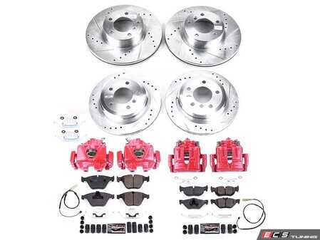 ES#4800554 - KC8842A - PowerStop Z23 Evolution Sport Brake Upgrade Kit - Complete carbon-fiber ceramic brake kit with striking red calipers for E9x 328i - Power Stop - BMW