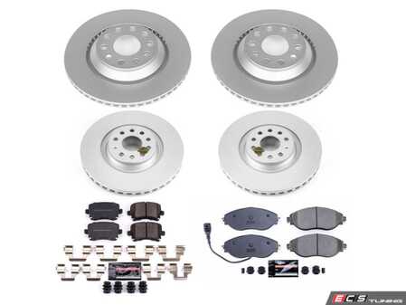 ES#4794356 - CRK7254 - Power Stop Z23 Evolution Sport Front & Rear Brake Kit (340mm/310mm) - A direct-fit upgrade with GEOMET coated plain rotors and low-dust carbon-fiber ceramic pads. - Power Stop - Volkswagen