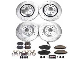ES#3990285 - K7254 - Power Stop Z23 Evolution Sport Front & Rear Brake Kit (340mm/310mm) - A direct-fit performance upgrade with drilled & slotted zinc-plated rotors and low-dust carbon-fiber ceramic pads. - Power Stop - Volkswagen