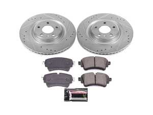 ES#3990301 - K7431 - Power Stop Z23 Evolution Sport Rear Brake Kit (330mm) - A direct-fit performance upgrade with drilled & slotted zinc-plated rotors and low-dust carbon-fiber ceramic pads. - Power Stop - Audi