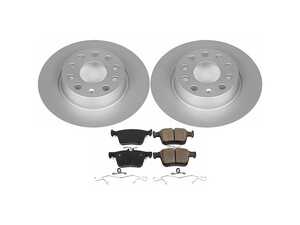 ES#3989241 - CRK7093 - Power Stop Z23 Evolution Sport Coated Rear Brake Kit (272mm) - A complete rear-wheel daily-driver upgrade featuring high-carbon smooth Geomet coated rotors and low-dust carbon-fiber ceramic pads. - Power Stop - Audi Volkswagen