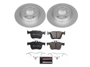 ES#4795458 - ESK7093 - Power Stop Euro-Stop Premium Rear Brake Kit (272mm) - An authentic OE-specification rear-wheel braking solution featuring European-sourced pads, high-carbon smooth Geomet coated rotors, and strict ECE-R90 certification. - Power Stop - Audi Volkswagen
