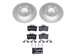 ES#4795567 - ESK848 - Power Stop Euro-Stop Rear Brake Kit (232mm) - A direct-fit OE-equivalent replacement with GEOMET coated plain rotors and ECE-R90 certified brake pads. - Power Stop - Audi Volkswagen