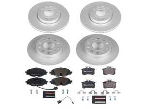 ES#4795462 - ESK7109 - Power Stop Euro-Stop Premium Front & Rear Brake Kit (288x25/253x10) - An authentic OE-specification 4-wheel braking solution featuring European-sourced pads, high-carbon smooth Geomet coated rotors, and strict ECE-R90 certification. - Power Stop - Volkswagen