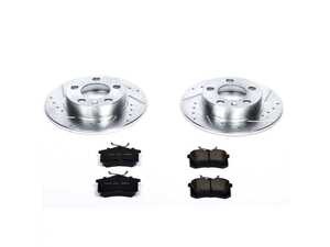 ES#3157867 - K848 - Power Stop Z23 Evolution Sport Rear Brake Kit (232mm) - A direct-fit performance upgrade with drilled & slotted zinc-plated rotors and low-dust carbon-fiber ceramic pads. - Power Stop - Audi Volkswagen