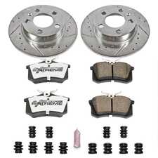 ES#3990453 - K848-26 - Power Stop Z26 Street Warrior Rear Brake Kit (232mm) - A direct-fit performance upgrade with drilled & slotted zinc-plated rotors and extreme-performance carbon-fiber ceramic pads. - Power Stop - Audi Volkswagen