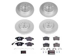 ES#4795491 - ESK7530 - Power Stop Euro-Stop Premium Front & Rear Brake Kit (312mm/253mm) - An authentic OE-specification 4-wheel braking solution featuring European-sourced pads, high-carbon smooth Geomet coated rotors, and strict ECE-R90 certification. - Power Stop - Volkswagen