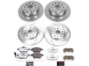 ES#3990355 - K7530-26 - Power Stop Z26 Street Warrior Front & Rear Brake Kit (312mm/253mm) - A complete 4-wheel performance brake upgrade featuring drilled & slotted rotors and high-performance carbon-fiber ceramic pads. - Power Stop - Volkswagen
