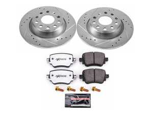 ES#3990391 - K7707-26 - Power Stop Z26 Street Warrior Rear Brake Kit (300mm) - A performance rear-wheel brake upgrade featuring drilled & slotted rotors and high-performance carbon-fiber ceramic pads. - Power Stop - Audi Volkswagen