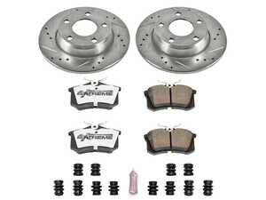 ES#3990470 - K941-26 - Power Stop Z26 Extreme Street Warrior Rear Brake Kit (255mm) - A direct-fit upgrade with drilled & slotted zinc-plated rotors and extreme-performance carbon-fiber ceramic pads. - Power Stop - Audi