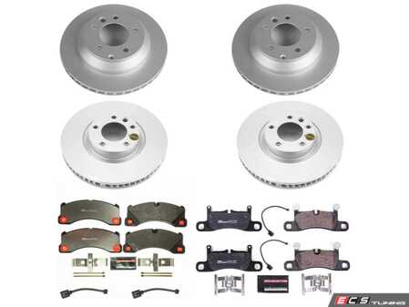 ES#4795421 - ESK6650 - Power Stop Euro-Stop Front & Rear Brake Kit (360mm/330mm) - A direct-fit OE-equivalent replacement with GEOMET coated plain rotors and ECE-R90 certified brake pads. - Power Stop - Volkswagen Porsche