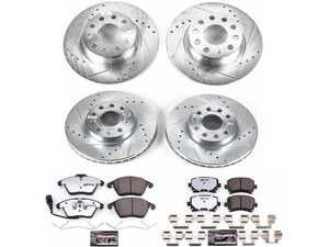 ES#3990417 - K7837-26 - Power Stop Z26 Street Warrior Front & Rear Brake Kit (288mm/272mm) - A complete 4-wheel performance brake upgrade featuring drilled & slotted rotors and high-performance carbon-fiber ceramic pads. - Power Stop - Volkswagen