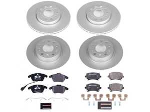 ES#4795516 - ESK7837 - Power Stop Euro-Stop Premium Front & Rear Brake Kit (288mm/272mm) - An authentic OE-specification 4-wheel braking solution featuring European-sourced pads, high-carbon smooth Geomet coated rotors, and strict ECE-R90 certification. - Power Stop - Volkswagen