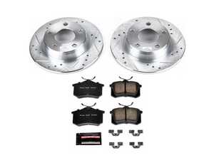 ES#3157903 - K941 - Power Stop Z23 Evolution Sport Rear Brake Kit (255mm) - A direct-fit upgrade with drilled & slotted zinc-plated rotors and low-dust carbon-fiber ceramic pads. - Power Stop - Audi