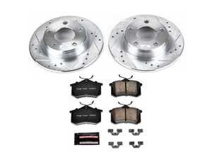 ES#3157902 - K940 - Power Stop Z23 Evolution Sport Rear Brake Kit (255mm) - A direct-fit upgrade with drilled & slotted zinc-plated rotors and low-dust carbon-fiber ceramic pads. - Power Stop - Audi