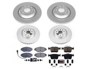ES#4794355 - CRK7253 - Power Stop Z23 Evolution Sport Coated Front & Rear Brake Kit (340mm/310mm) - A complete 4-wheel daily-driver upgrade featuring high-carbon smooth Geomet coated rotors and low-dust carbon-fiber ceramic pads. - Power Stop - Audi Volkswagen