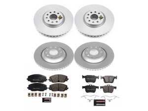 ES#4795548 - ESK8118 - Power Stop Euro-Stop Front & Rear Brake Kit (335mm/310mm) - A direct-fit OE-equivalent replacement with GEOMET coated plain rotors and ECE-R90 certified brake pads. - Power Stop - Volkswagen