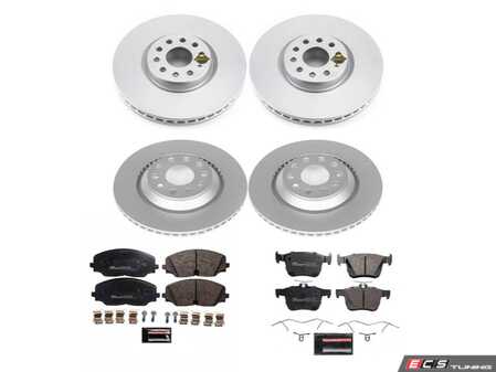ES#4795548 - ESK8118 - Power Stop Euro-Stop Front & Rear Brake Kit (335mm/310mm) - A direct-fit OE-equivalent replacement with GEOMET coated plain rotors and ECE-R90 certified brake pads. - Power Stop - Volkswagen