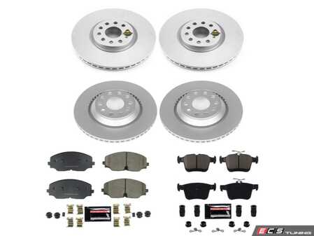 ES#4794643 - CRK8118 - Power Stop Z23 Evolution Sport Front & Rear Brake Kit (335mm/310mm) - A direct-fit upgrade with GEOMET coated plain rotors and low-dust carbon-fiber ceramic pads. - Power Stop - Volkswagen