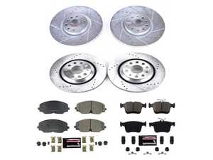 ES#4798194 - K8118 - Power Stop Z23 Evolution Sport Front & Rear Brake Kit (335mm/310mm) - A direct-fit performance upgrade with drilled & slotted zinc-plated rotors and low-dust carbon-fiber ceramic pads. - Power Stop - Volkswagen