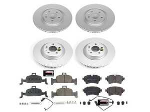 ES#4794455 - CRK7531 - Power Stop Z23 Evolution Sport Coated Front & Rear Brake Kit (338mm/330mm) - A complete 4-wheel daily-driver upgrade featuring high-carbon smooth Geomet coated rotors and low-dust carbon-fiber ceramic pads. - Power Stop - Audi