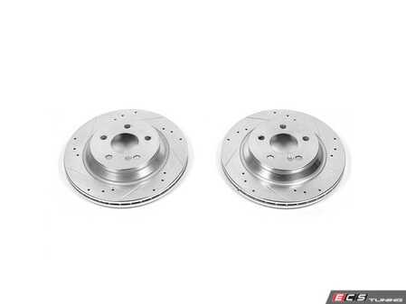 ES#3155034 - EBR1051XPR - Power Stop Evolution Performance Drilled & Slotted Rear Rotors - Pair - A direct bolt-on rear-wheel performance rotor pair featuring cross-drilled and slotted cooling and silver zinc-dichromate plating. - Power Stop - Mercedes Benz