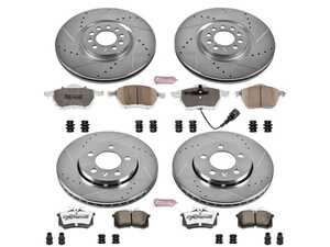 ES#3990467 - K916-26 - Power Stop Z26 Extreme Street Warrior Front & Rear Brake Kit (312x25/256x22) - A direct-fit upgrade with drilled & slotted zinc-plated rotors and extreme-performance carbon-fiber ceramic pads - Power Stop - Audi Volkswagen
