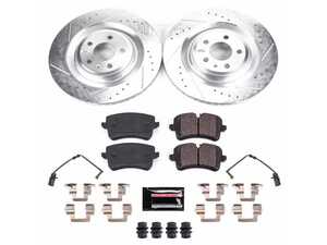 ES#4798343 - K8486 - Power Stop Z23 Evolution Sport Rear Brake Kit (356mm) - A performance rear-wheel brake upgrade featuring large-diameter drilled & slotted vented rotors and low-dust carbon-fiber ceramic pads. - Power Stop - Audi