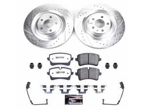 ES#4798344 - K8486-26 - Power Stop Z26 Street Warrior Rear Brake Kit (356mm) - A performance rear-wheel brake upgrade featuring large-diameter drilled & slotted vented rotors and high-performance carbon-fiber ceramic pads. - Power Stop - Audi