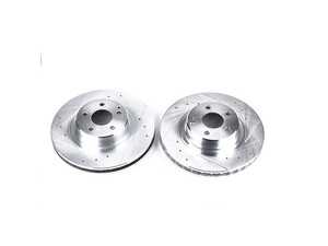 ES#3155224 - EBR650XPR - Power Stop Evolution Performance Drilled & Slotted Front Rotors - Pair (330x32mm) - A direct bolt-on front-wheel performance rotor pair featuring cross-drilled and slotted cooling and silver zinc-dichromate plating. - Power Stop - Mercedes Benz