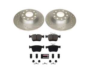 ES#4798276 - K8337 - Power Stop Z23 Evolution Sport Rear Brake Kit (272mm) - A performance rear-wheel brake upgrade featuring drilled & slotted rotors and low-dust carbon-fiber ceramic pads. - Power Stop - Volkswagen